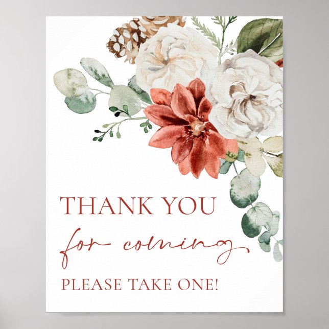 Röd vinterjul - Tack för kommande tecken Poster (Framsidan)