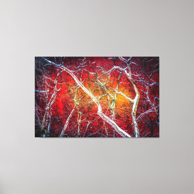 Röd vinternatt canvastryck (Framsida)