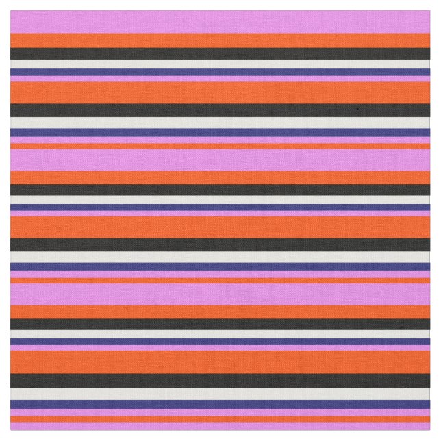 Röd, Violet, Midnight Blue, White & Black Rand Tyg (Närbild)