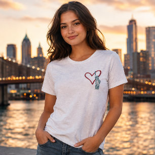Röd Vit & 250 Frihetsgudinnan Patriotisk T Shirt
