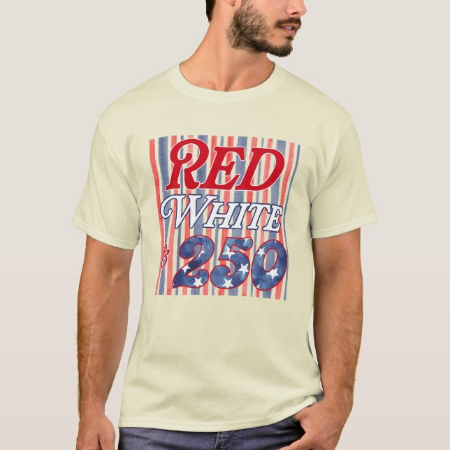 Röd Vit & 250 ränder T Shirt (Framsida)