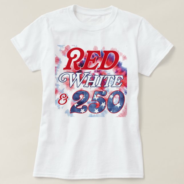 Röd Vit & 250 tie dye T Shirt (Design framsida)