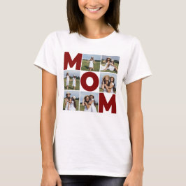 Röd & vit 6 Photo Collage Mamma Kvinnor i fotboll T Shirt