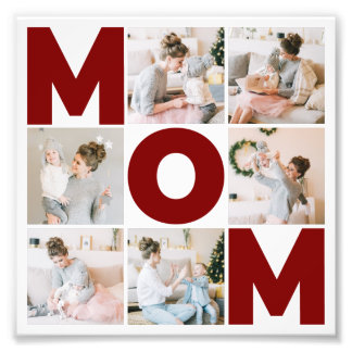 Röd & vit 6 Photo Collage Mamma Photo EnUtvidgning Fototryck