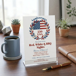Röd Vit BBQ Nätter 250-årsjubileum för USA Krans  Inbjudningar