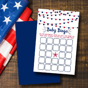 Röd, vit & blå 4:e juli Baby Shower Bingo