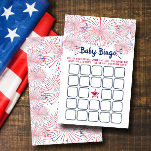 Röd, vit & blå 4:e juli Baby Shower Bingo