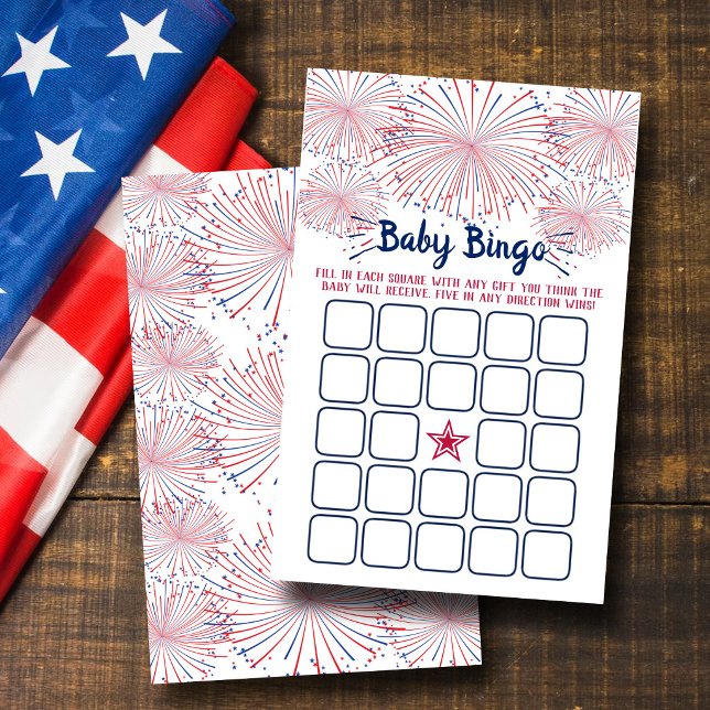 Röd, vit & blå 4:e juli Baby Shower Bingo (Skapare uppladdad)