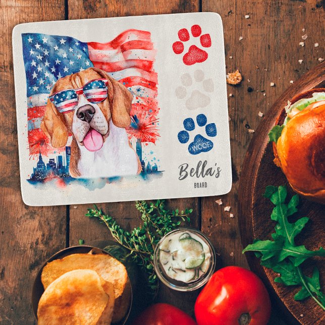 Röd Vit Blå 4:e Juli Beagle Amerikansk Flagga (Skapare uppladdad)