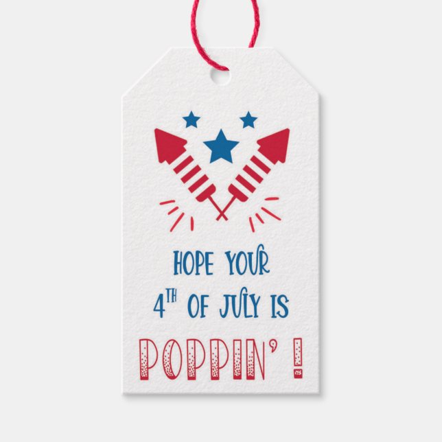 Röd Vit Blå 4:e Juli Förmån Presentetikett (Framsidan)