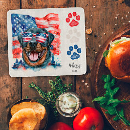 Röd Vit Blå 4:e Juli Rolig Rottweiler Hund