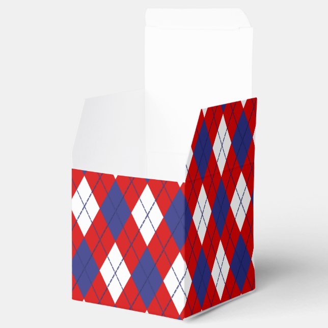 Röd, vit, blå Argyle 1-FAVOR BOX2 Presentaskar (Öppnad)