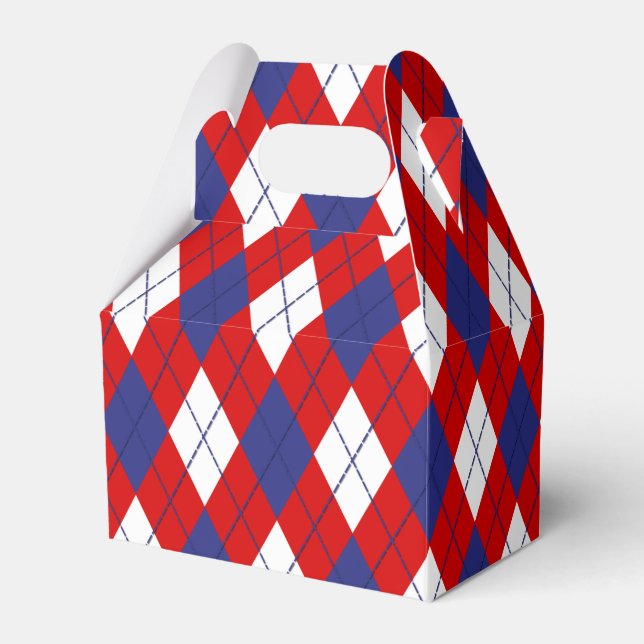 Röd, vit, blå Argyle 1-FAVOR BOX-kabel Presentaskar (Framsidan Sidan)