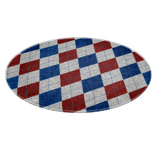 Röd, Vit, Blå Argyle 4 Juli Glitter