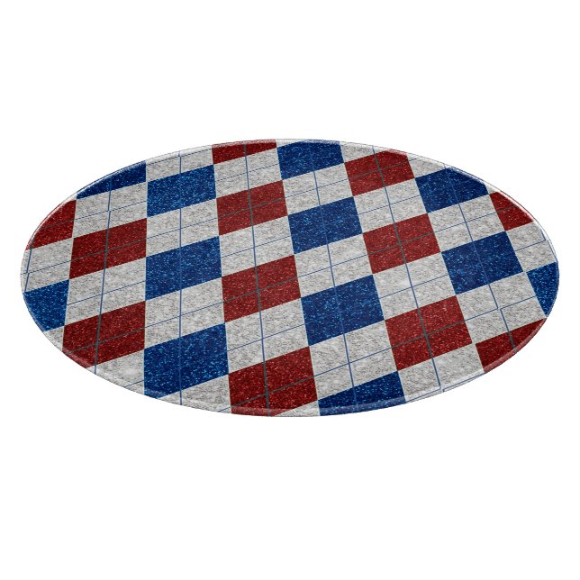 Röd, Vit, Blå Argyle 4 Juli Glitter (Hörn)