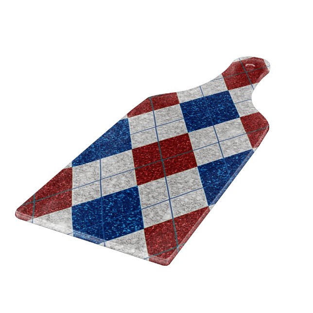 Röd, Vit, Blå Argyle 4 Juli Glitter (Hörn)