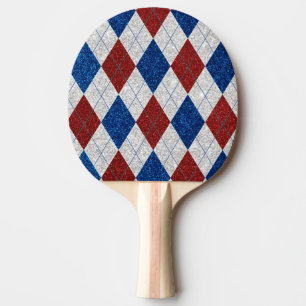 Röd, Vit, Blå Argyle 4 Juli Glitter Pingisracket