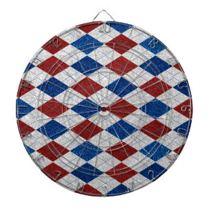 Röd, Vit, Blå Argyle Juli 4 Glitter Darttavla