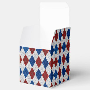 Röd, Vit, Blå Argyle Juli 4 Glitter Presentaskar