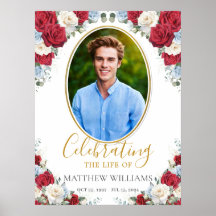 Röd Vit Blå Blommig Bild Begravning Minnesstund