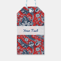 Röd Vit & Blå Blommig Paisley Boho