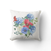 Röd/Vit/Blå Blomsterbukett med Fåglar