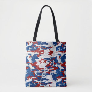 Röd, Vit & Blå Camouflage 4:e Juli Glitter Tygkasse