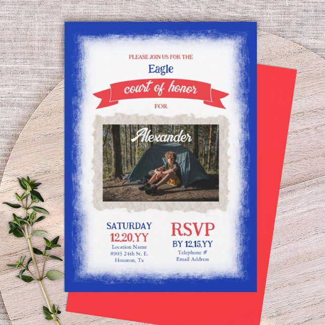 Röd Vit Blå Eagle Scout Court of Honor-fest (red white and blue eagle scout court of honor ceremony invitation)