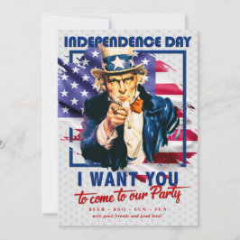 Röd, vit, blå farbror Sam 4:e juli Party Inbjudningar