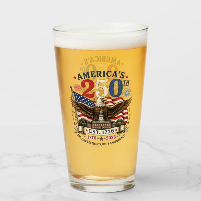 Röd Vit Blå Fjärde Juli Ölfylld Glas (Framsida fylld)