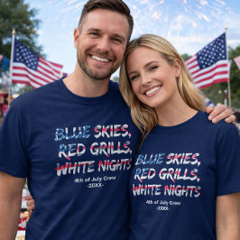 Röd Vit Blå Flagga 4:e Juli Familj Crew  T Shirt