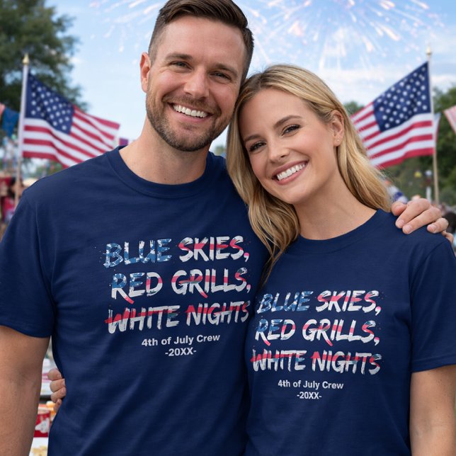 Röd Vit Blå Flagga 4:e Juli Familj Crew  T Shirt (Skapare uppladdad)