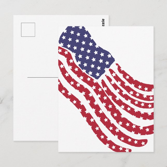 Röd Vit Blå Flagga Design vykort (Fram/baksida)