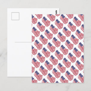 Röd Vit Blå Flagga Mönster Design Julkort Vykort