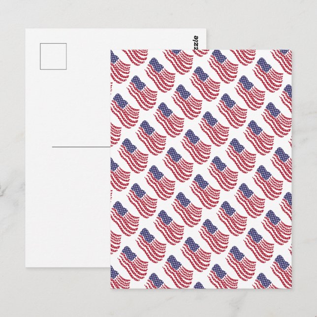 Röd Vit Blå Flagga Mönster Design Julkort Vykort (Fram/baksida)