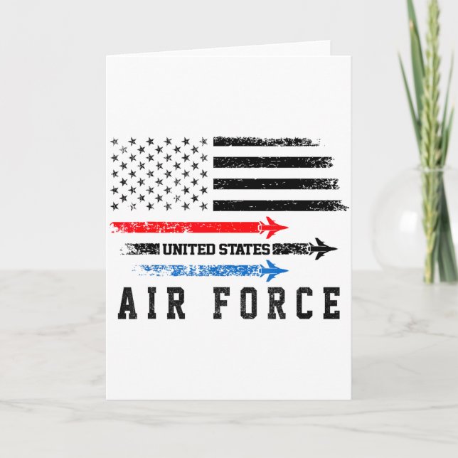 Röd Vit Blå Flygvapnet Överflygning Stolt Amerikan Kort (Framsida)
