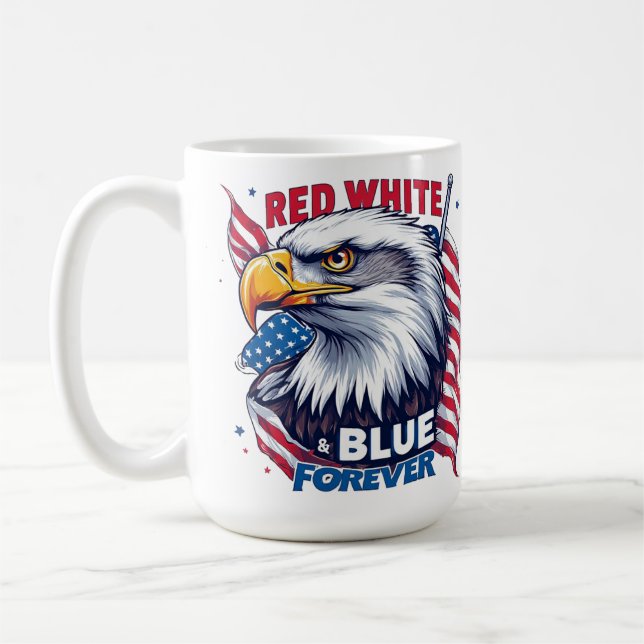 Röd Vit & Blå För Evigt Amerikansk Flagga Patrioti Kaffemugg (Vänster)