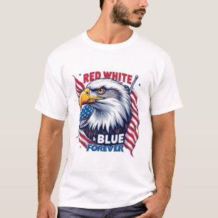 Röd Vit & Blå För Evigt Amerikansk Flagga Patrioti T Shirt