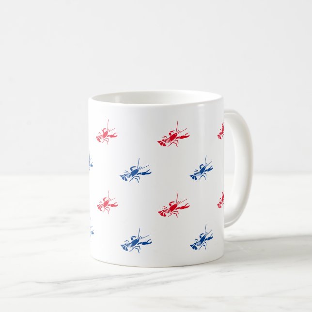 Röd vit blå hummer mönster patriotisk kaffemugg (Framsida höger)