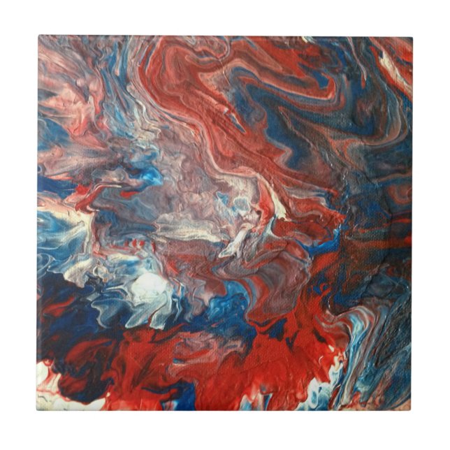 Röd, vit, blå kakelplatta (Framsidan)