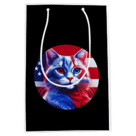 Röd Vit & Blå Katt Med Amerikansk Flagga Bakgrund