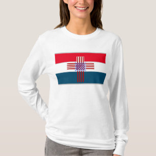 Röd, vit, blå Kor med Flagga T Shirt