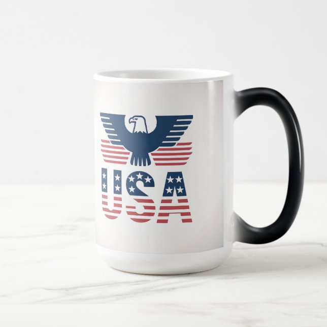 Röd Vit Blå Morfande USA-mugg Magisk Mugg (Höger)