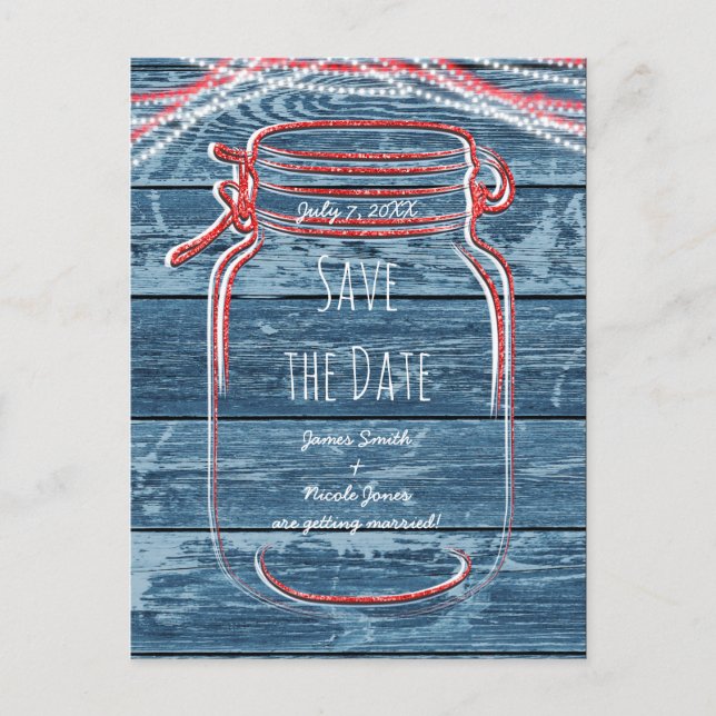 Röd Vit & Blå Murarburk & Ljus Spara Datum Meddelande Vykort (Framsida)