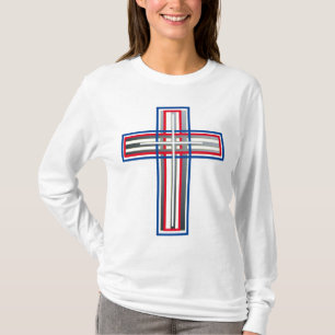 Röd, vit, blå och siver Kor T Shirt
