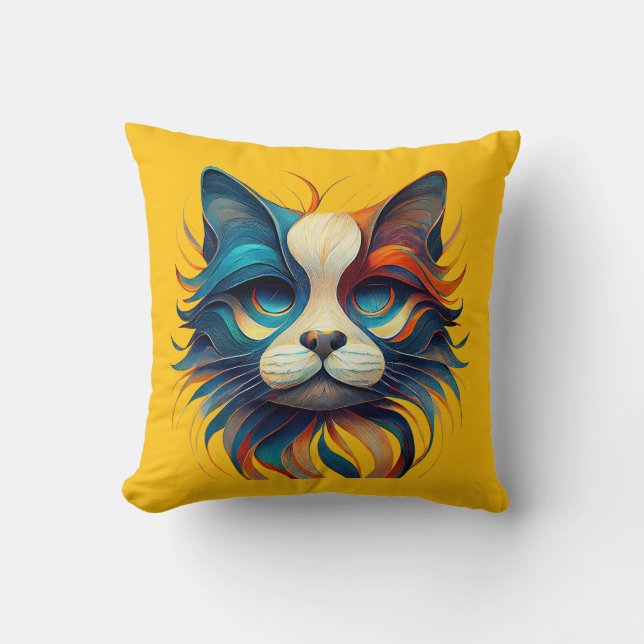 Röd Vit & Blå Patriotisk Katt Kudde (Framsida)