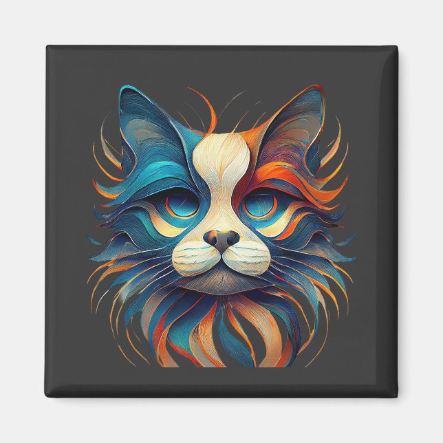 Röd Vit & Blå Patriotisk Katt Magnet (Framsidan)
