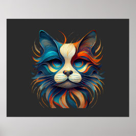 Röd Vit & Blå Patriotisk Katt Poster