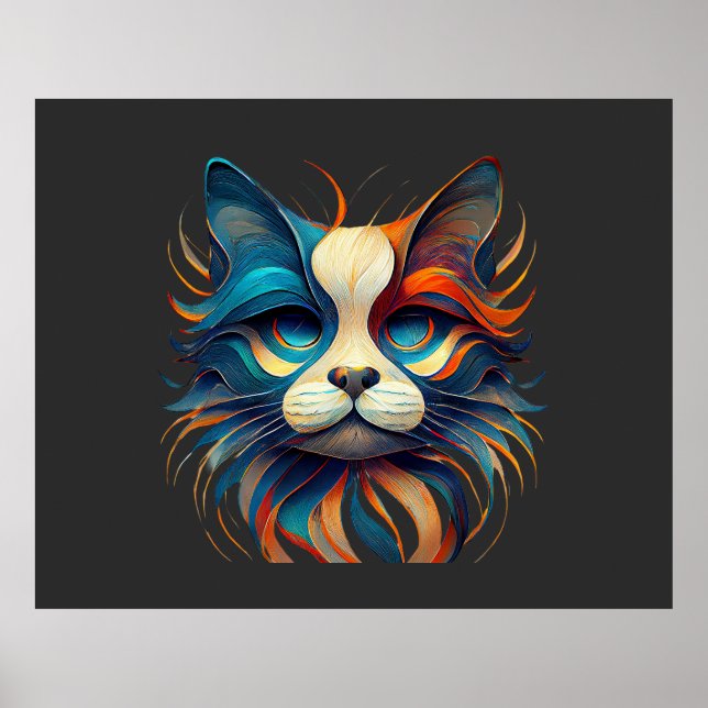 Röd Vit & Blå Patriotisk Katt Poster (Framsidan)