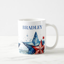 Röd Vit Blå Patriotisk Monogram Kaffemugg